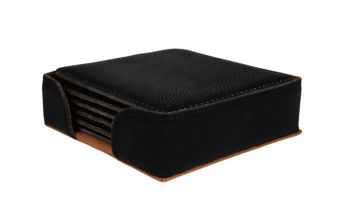 Untersetzer-Set Kunstleder in der Farbe schwarz