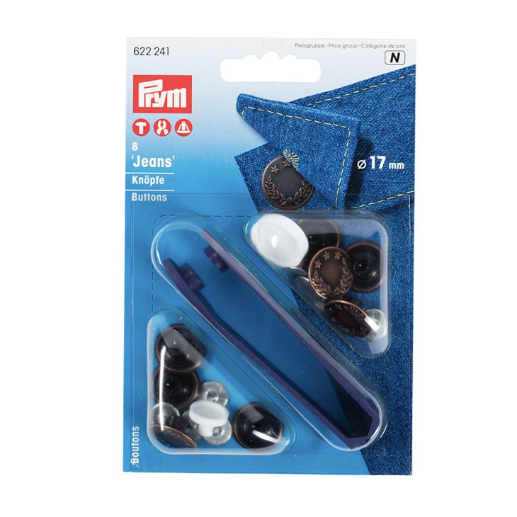 Prym 8 Stk. Nähfrei Jeansknöpfe, 17mm