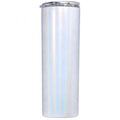 Edelstahl-Becher Tumbler 20 oz weiß Glitzer mit transparentem Deckel